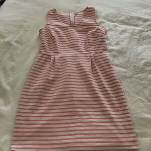 Old Navy Ponte Pink & White Striped V-Neck Sheath Dress, Size L